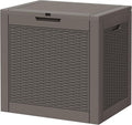 Outdoor Storage Box, Resin Deck Boxes Indoor and outdoor, Waterproof Storage Box Lockable Lid (Grey,32 Gallon) by NBYSGO