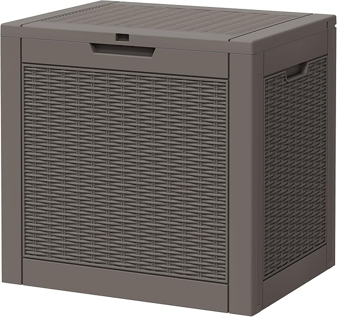 Outdoor Storage Box, Resin Deck Boxes Indoor and outdoor, Waterproof Storage Box Lockable Lid (Grey,32 Gallon) by NBYSGO