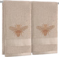 2 Pcs Bee Hand Towels Brown Bathroom Decor 14x29 Inch Embroidered 100% Cotton by SmoothNovelty