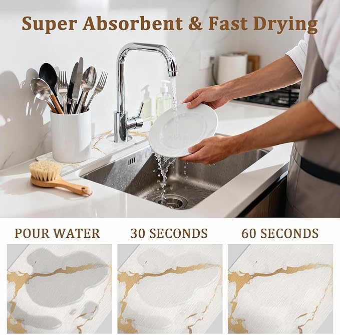 Stone Faucet Mat for Kitchen Sink, 15.7" Fast Drying Around Faucet Diatomite - Image 2