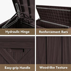 Devoko 120 Gallon Deck Box Resin Outdoor Storage Box Waterproof for Patio, Large Outdoor Storage Bench Lockable for Outside (Deep Brown) - Image 7