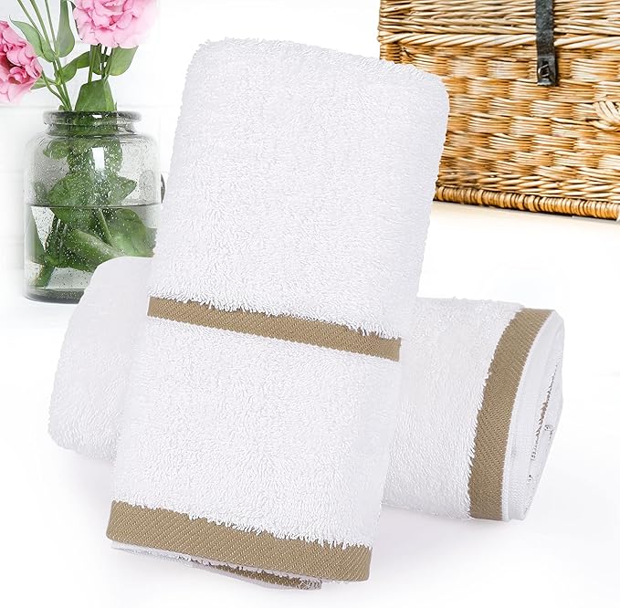 PiccoCasa Set of 2, 750 GSM Luxury White Hand Towels - Image 9
