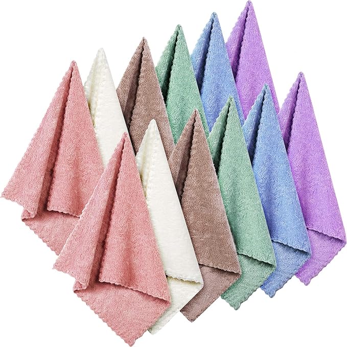 Syhood 12 Pieces Face Wash Cloth 12 x 12 in Makeup Remover Cloths Towel Coral by Syhood