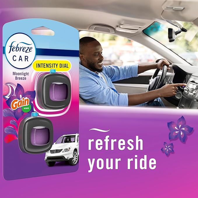 Febreze Car Air Freshener Vent Clip Gain Moonlight Breeze Scent, .07 oz. Car - Image 6
