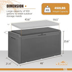 Devoko 100 Gallon Waterproof Large Resin Deck Box Outdoor Storage Box Indoor Lockable Storage Container with Cushion for Patio Furniture Garden Pool Cushions (Grey) - Image 6