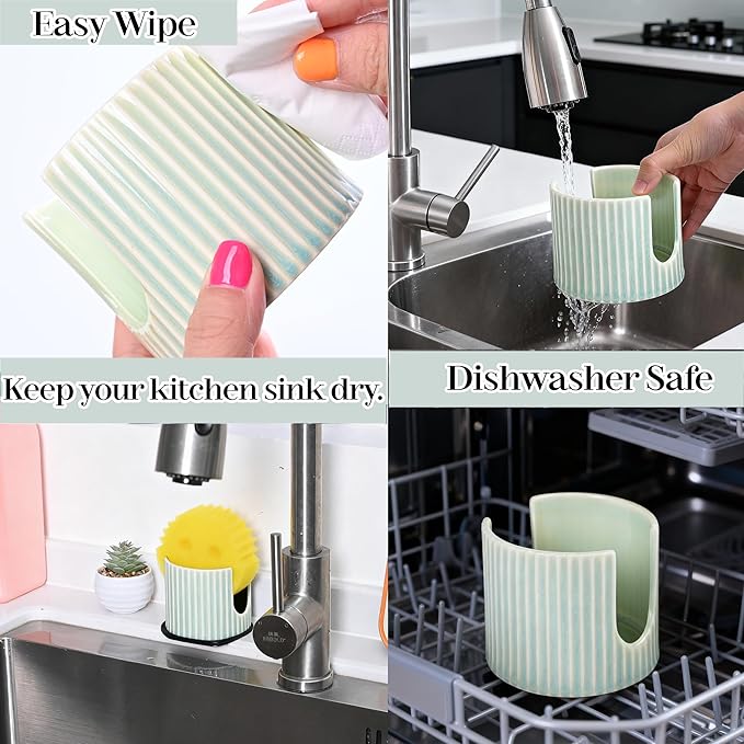 Ceramic Sponge Holder for Kitchen Sink, Sink Caddy Organizer, Dish Sponge - Image 8