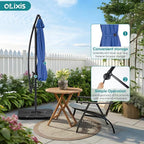 OLIXIS 10FT Offset Patio Umbrella, Cantilever Table Umbrellas for Outdoor Sun Shade UV Protection with Easy Tilt Adjustment, 8 Ribs for Backyard, Lawn, Garden, Pool - Blue - Image 3
