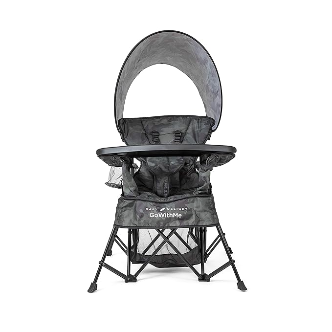 Baby Delight Go with Me Venture Portable Chair | Indoor and Outdoor | Sun Canopy | 3 Child Growth Stages | Carbon Camo by BabyDelight