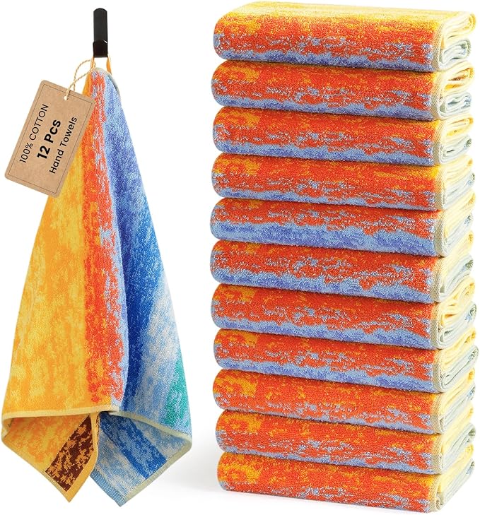 SEMAXE 12 Pack Hand Towels for Bathroom, 100% Cotton Towels by SEMAXE