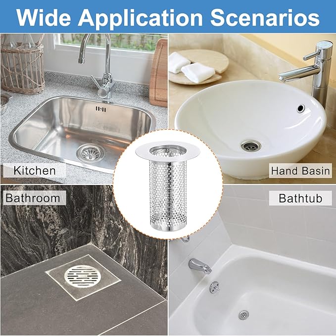 uxcell 3 Pack Shower Drain Strainer, 3.1" x 2.2" Stainless Steel Floor Drain - Image 7