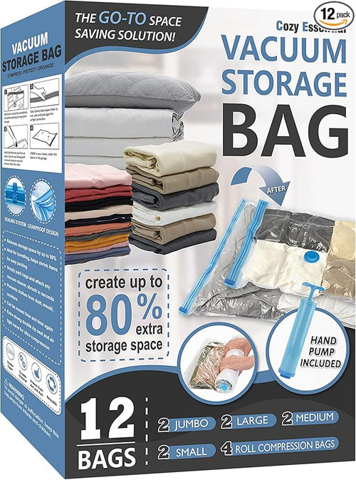 12 Pack Space Saver Bags Compression Storage Bags by CozyEssential