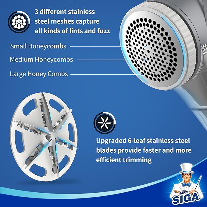 MR.SIGA Fabric Shaver and Lint Remover, Battery Operated Portable Lint Shaver - Image 3