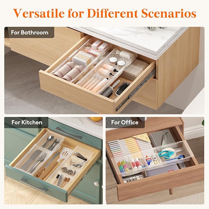 Lifewit Sliding Makeup Drawer Organizer, Fits 13-20" Deep Drawers, Extendable - Image 8