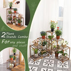 Uneedem Wood Plant Stand Indoor Outdoor Corner Plant Shelf Stand, 5 Tiered 10 Potted Flower Plant Stands for Indoor Plants Multiple, Plant Shelves Stands Rack for Living Room, Patio, Balcony - Image 3