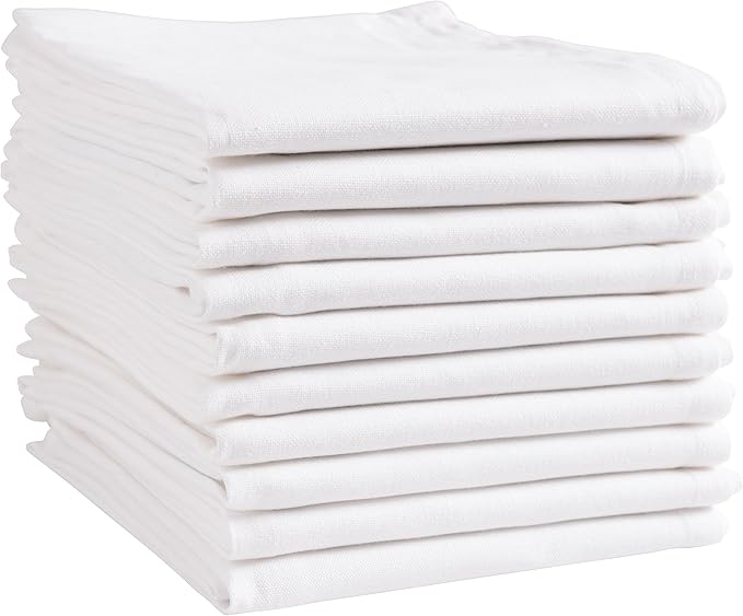 KAF Home White Kitchen Towels, 10 Pack, 100% Cotton by KAFHome