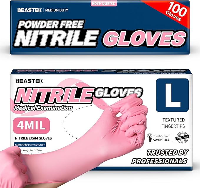 Beastek Nitrile Disposable Exam Gloves, 4Mil 100Ct Powder-Free Latex-Free by Beastek