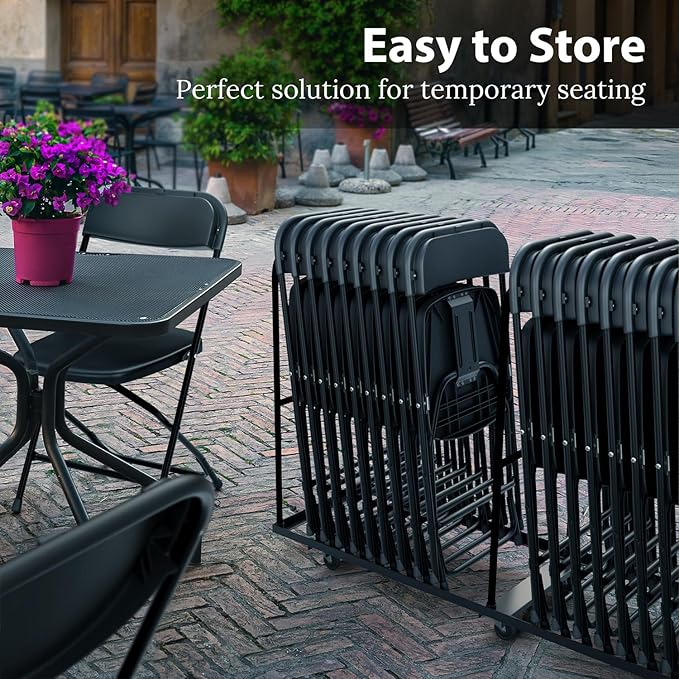 4 PACK White Foldable Plastic Chair | Folding & Stackable | 350 lbs Capacity Steel Frame Seats for Indoor Outdoor | Commercial Use Events Wedding Party Events Bulk Picnic Kitchen Dining - Image 6