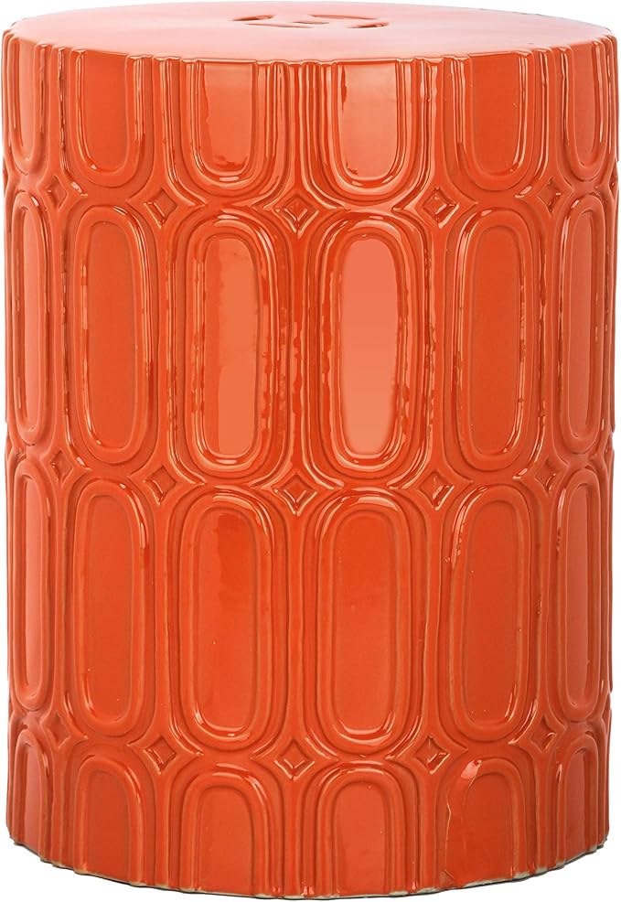 Safavieh Melody Glazed Ceramic Decorative Garden Stool, Orange by SAFAVIEH