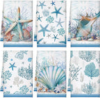 Boyiee Set of 6 Beach Kitchen Towels Coastal Ocean Dish Towels Sea Nautical Tea by Boyiee