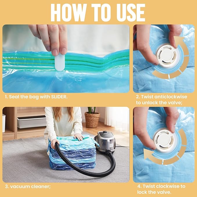 TAILI Vacuum Storage Bags 4 Pack, Jumbo Cube, Large Vacuum Seal Bags - Image 6