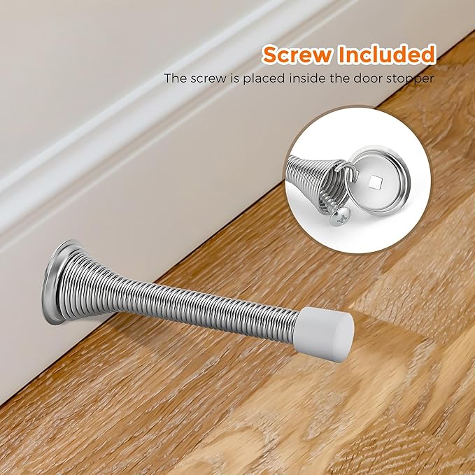 Ravinte Door Stoppers, 24 Pack Satin Nickel Spring Door Stops - Image 5