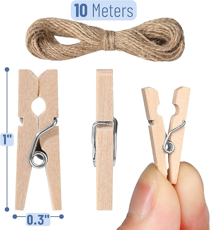 Mr. Pen- Wooden Clothes Pins for Craft, Natural Wood, 1 Inch, Mini Clothes Pins - Image 3