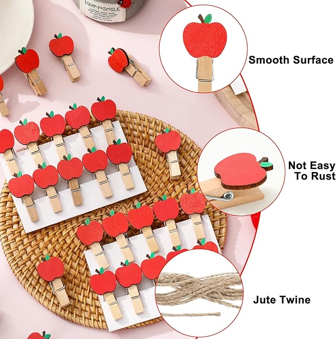 JarThenaAMCS 50 Pcs Back to School Wooden Clip - Image 3
