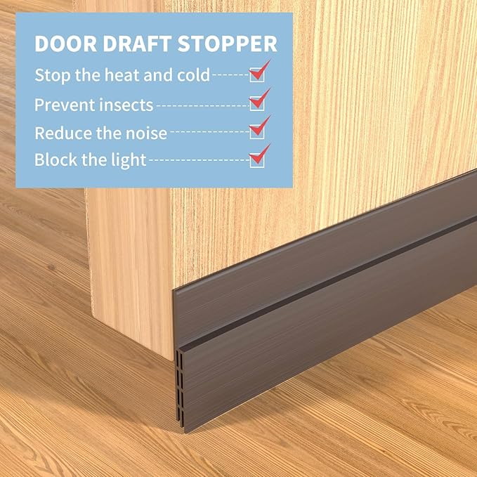 Hojoy 2 Pack Under Door Draft Stopper, Adjustable Door Sweep Anti-Collision - Image 4