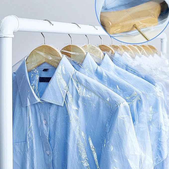 100 Pack Dry Cleaning Bags for Clothes, 60x150 cm Dry Cleaner Bags Plastic Clear - Image 4