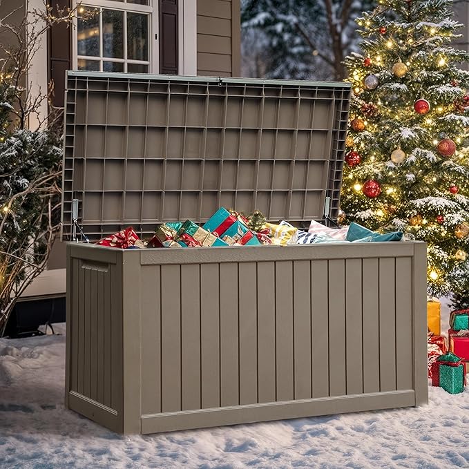 YITAHOME 230 Gallon Outdoor Storage Deck Box, Weather-Resistant Resin, Versatile for Patio Furnishings, Outdoor Cushions, Garden Tools, and Sports/Pool Gear, Taupe - Image 9