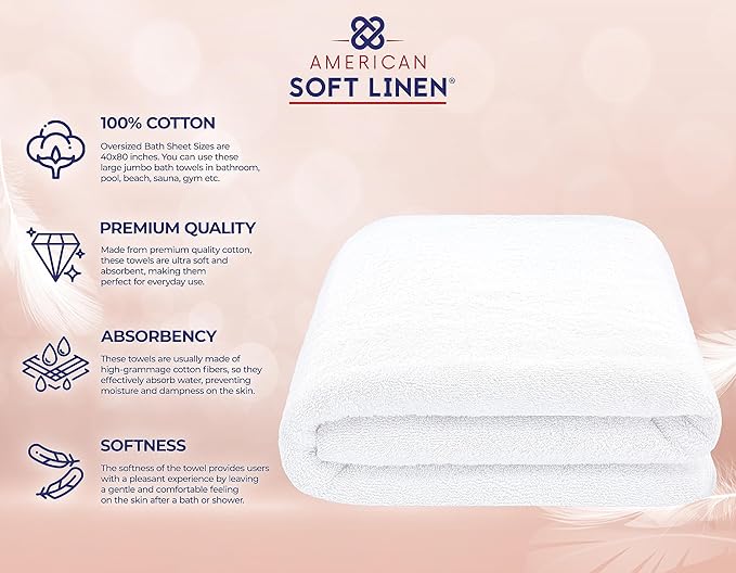 American Soft Linen 100% Cotton 600 GSM Turkish 40x80 Oversized Bath Towel Sheet - Image 4