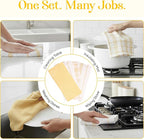 MosJos Kitchen Towels Set of 4 Dish Towels Yellow n White Waffle Weave Cotton - Image 7