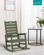 SERWALL Outdoor Rocking Chair Set of 4, Oversized HDPE Patio Rocking Chair with Footrest for Adults, All Weather Porch Rocker for Deck Patio Balcony, Avocado Green - Image 2