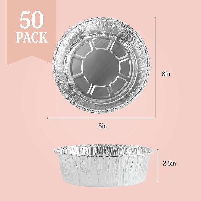 PLASTICPRO 8'' Inch Round Tin Foil Pans Disposable Aluminum, Deep Freezer & - Image 4