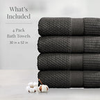 NY Loft 100% Cotton 4 Pack Bath Towels, Dark Grey, OEKO-TEX Certified, Machine - Image 2