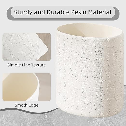 Trash Can, 1.6 Gallon Small Bathroom Trash Can, Simple Oval Stone Look Garbage - Image 2