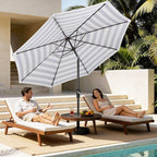 MEWAY 9ft Patio Umbrella Outdoor Table Umbrellas with Push Button Tilt and Crank, Market Umbrella 8 Sturdy Ribs for Deck, Garden, Pool and Backyard, Black-white-striped - Image 3