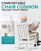 SERWALL HDPE Outdoor Rocking Chair Cushion Set of 4, Memory Foam Cushion Beige - Image 4