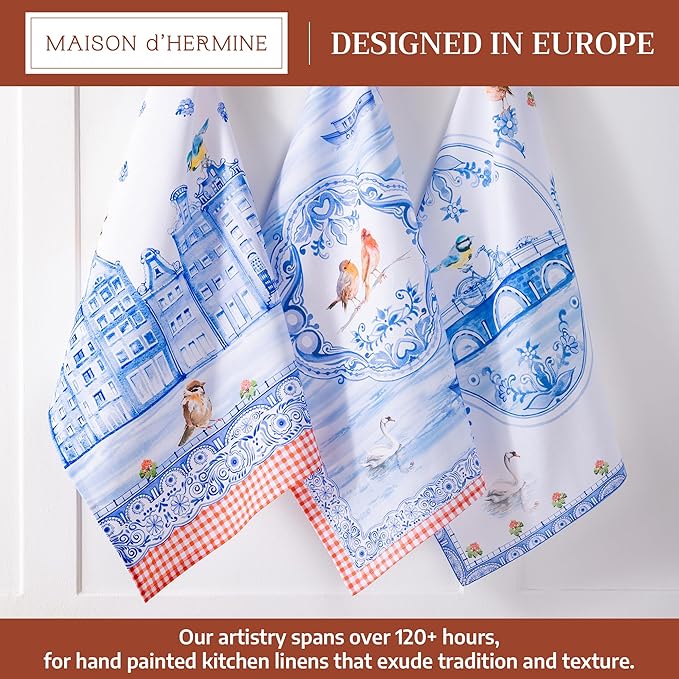 Maison d' Hermine Kitchen Towels Set of 3 100% Cotton 27.50" x 20" Reusable - Image 2
