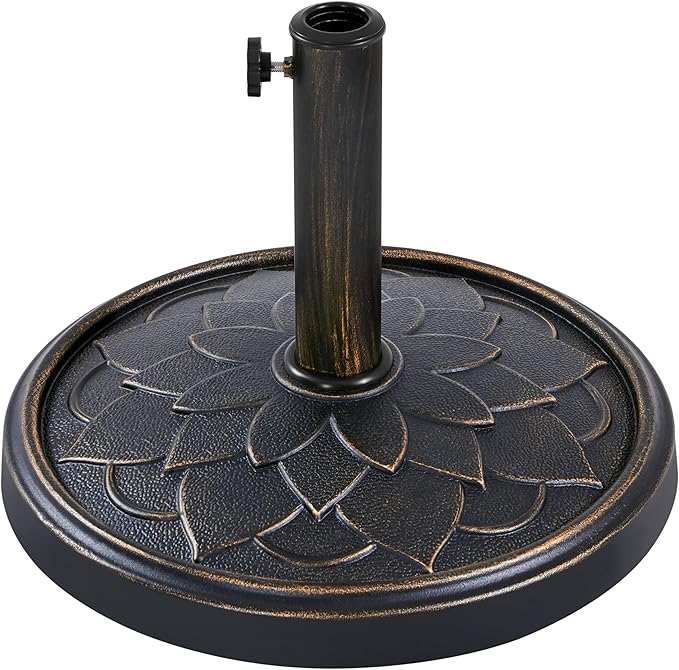 Yaheetech 18'' Patio Umbrella Base 26.5lbs Heavy Duty Antiqued Outdoor Market Umbrella Stand All-Weather Resin Umbrella Base for Garden & Yard, Bronze by Yaheetech