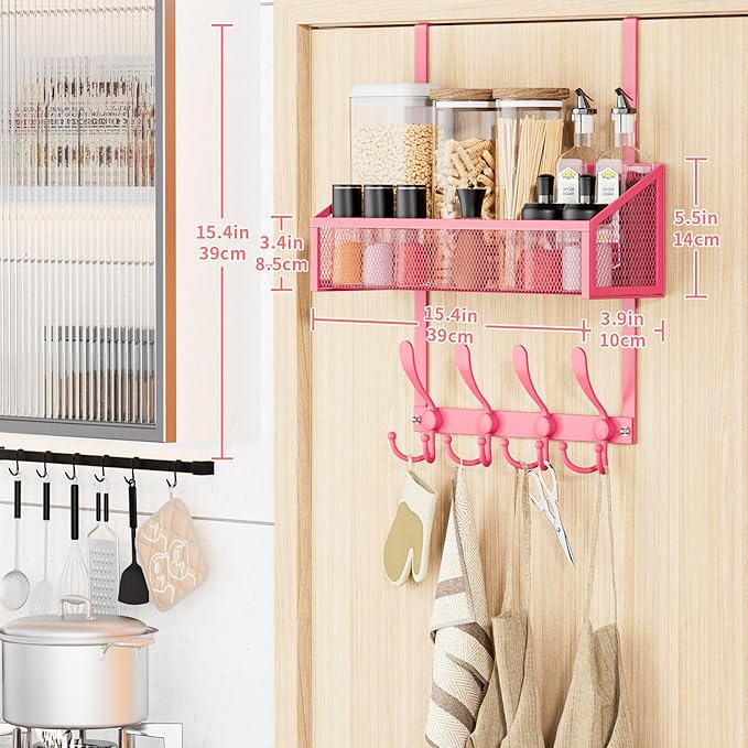 Over The Door Hooks Organizer, Coat Rack Over The Door Storage Hanger Towel Rack - Image 7