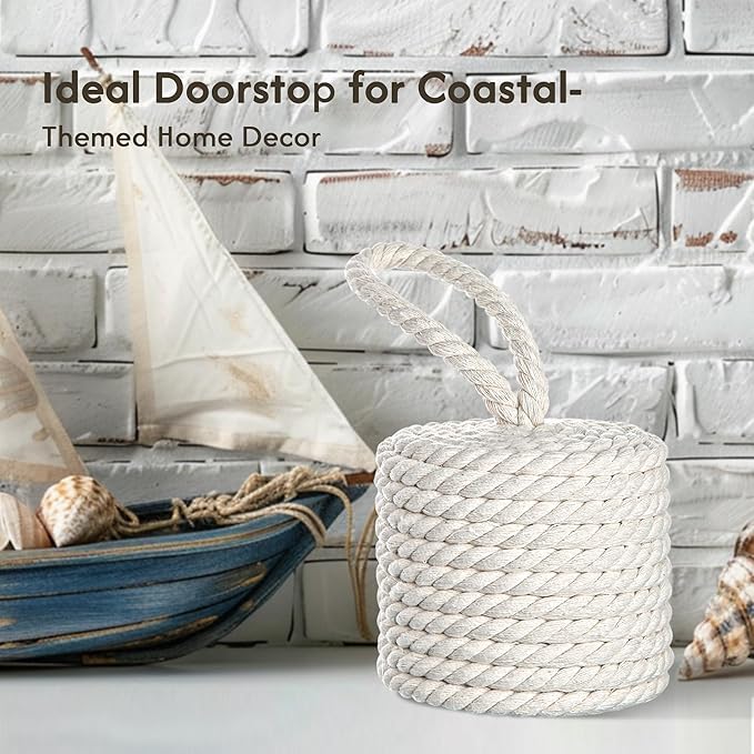 Elegant White Cotton Rope Door Stopper - Image 7