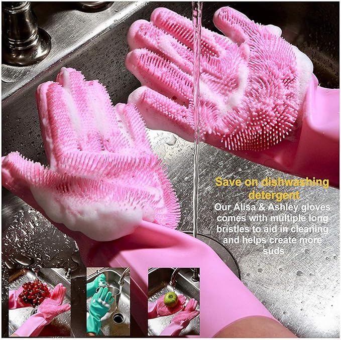 Magic Dishwashing Cleaning Sponge Gloves Reusable Silicone Brush Scrubber Gloves - Image 7