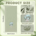 2 Pcs Eucalyptus Hand Towels Gray Green Bathroom Decor 14x29 Inch Embroidered - Image 3