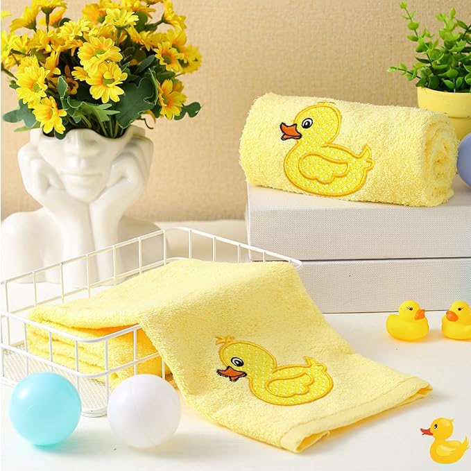 2 Pcs Rubber Ducky Hand Towels Yellow Bathroom Decor 14x29 Inch Embroidered - Image 6