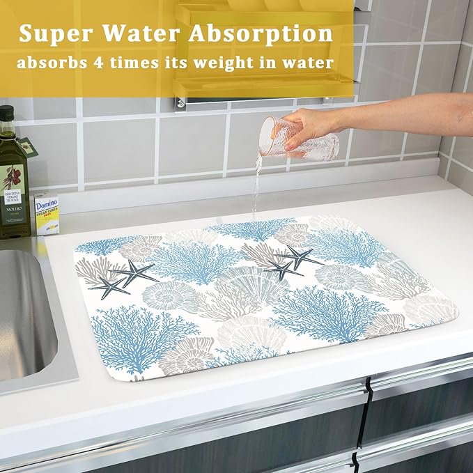 Coastal Blue Gray Dish Drying Pad 18 x 24 Inch - Image 7