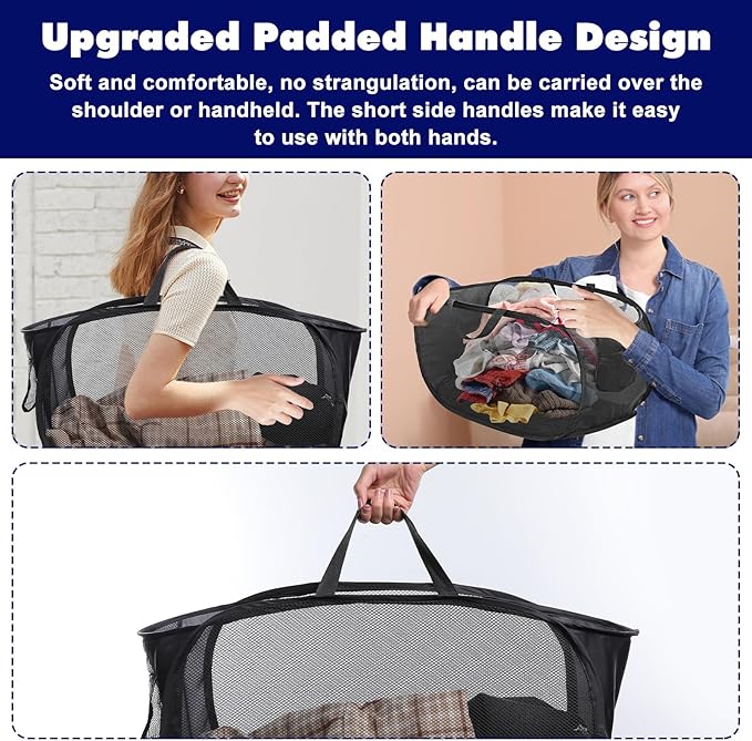 4 Pack Pop-Up Mesh Laundry Basket, Open Collapsible Laundry Baskets - Image 5