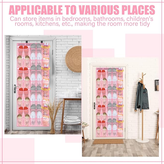 Windyun 40 Over the Door Shoe Organizer Large Breathable Mesh Pockets Pink - Image 6