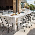 VINGLI Patio Chairs Set of 8 – Stackable Outdoor Dining Chairs with Comfortable Sling High Back Chairs and Armrests for Lawn, Poolside, Courtyard, Balcony, Garden, Yellow - Image 11