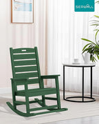 SERWALL Outdoor Rocking Chair Set of 2, Oversized Rocking Chair with Footboard for Adults, HDPE All Weather Resistant Rocking Chairs for Patio, 350lbs Weight Capacity,Green - Image 2